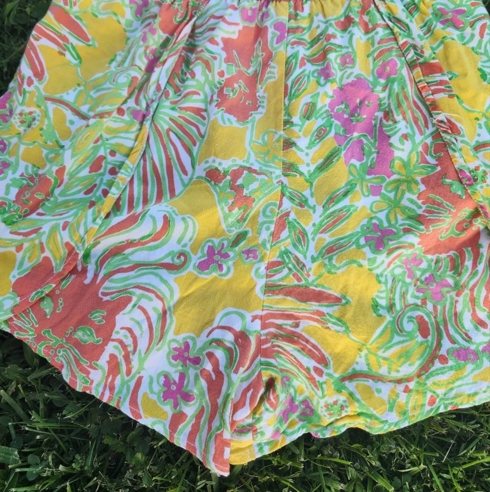 Lilly Pullitzer SUMMER ROMPER WITH POCKETS Size SMALL pink Orange White Green - Picture 9 of 11